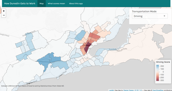 Screenshot of How Dunedin Gets to Work app