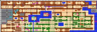 The Double Hundo route has 9 overworld sections O1-O9 and 9 dungeons D1-D9 (note the dungeons are played out of order).